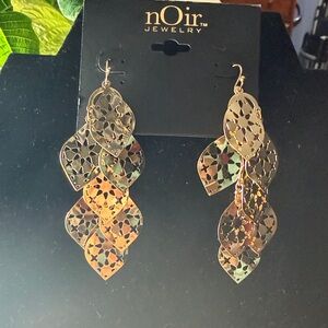 nOir Jewelry Gold Tone Leaf Earrings